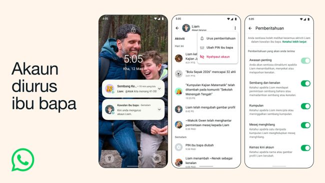 WhatsApp Lancar Akaun Diuruskan Ibu Bapa — Kawal Mesej & Kumpulan Anak Bawah Umur