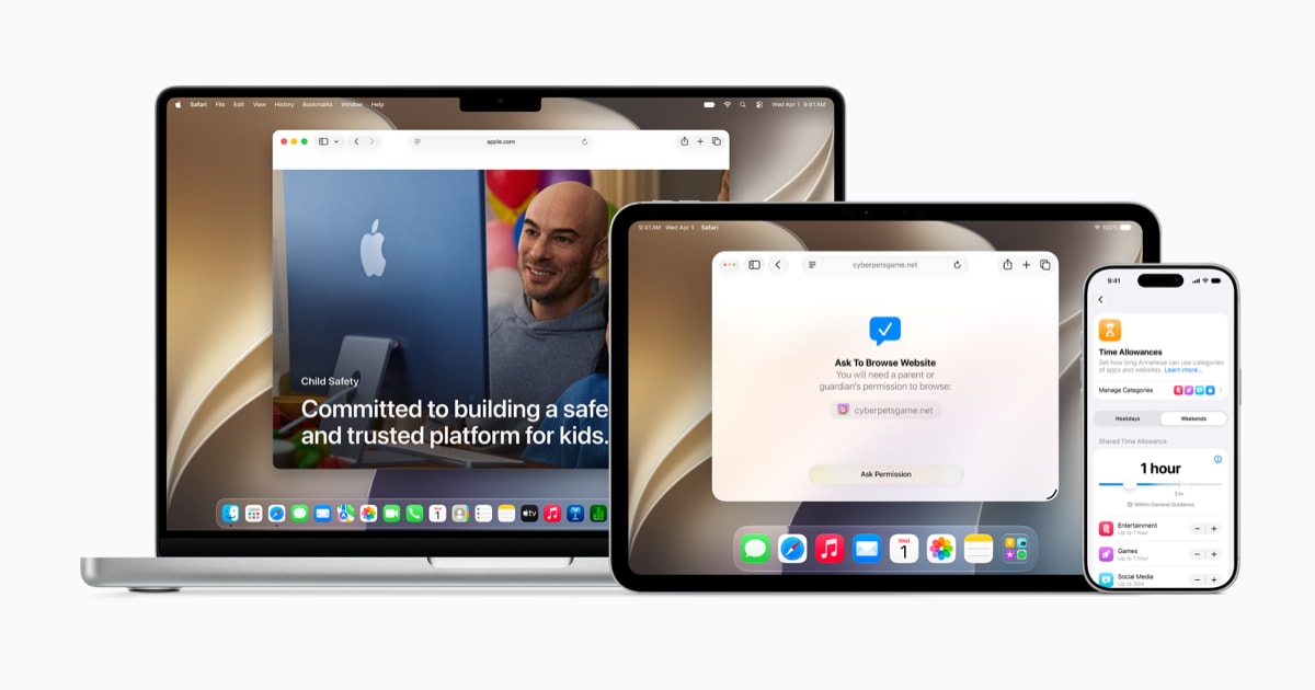 Ciri akaun kanak-kanak Apple