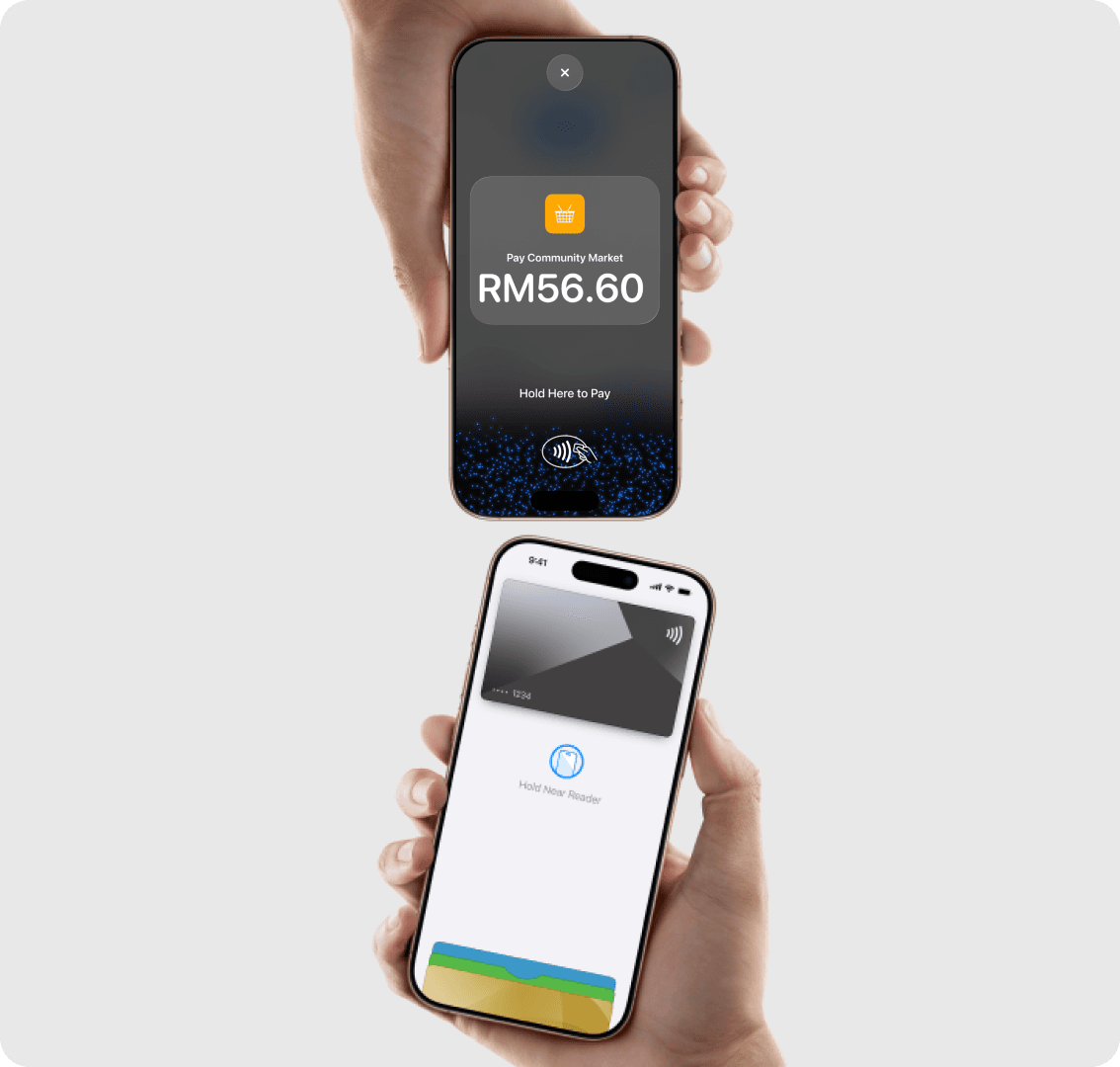 Demonstrasi Tap to Pay on iPhone dengan nilai dalam RM