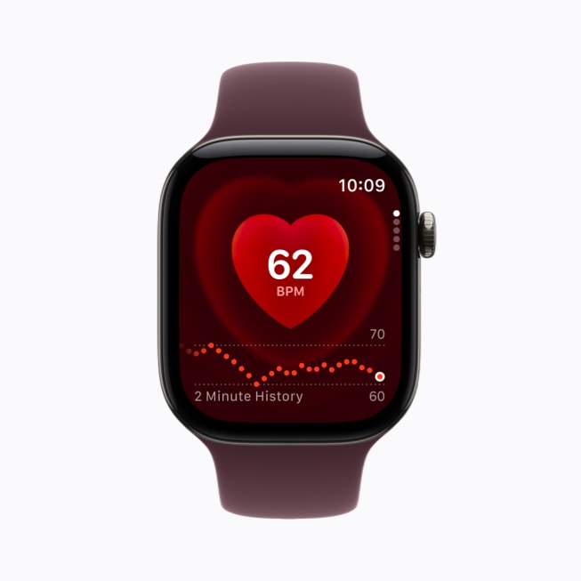 Paparan aplikasi Heart Rate pada Apple Watch Series 12