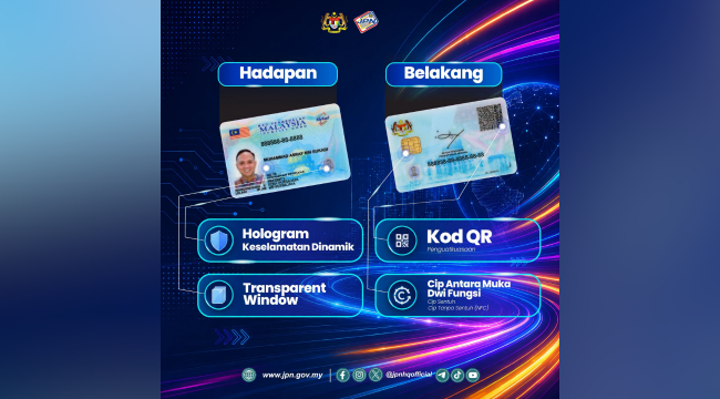 Reka bentuk MyKad generasi baharu yang diterbitkan JPN