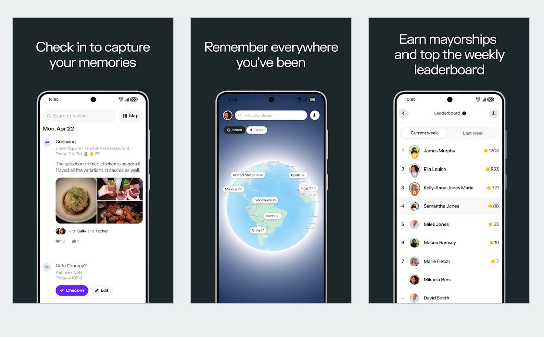 Paparan aplikasi Swarm yang masih dikendalikan Foursquare
