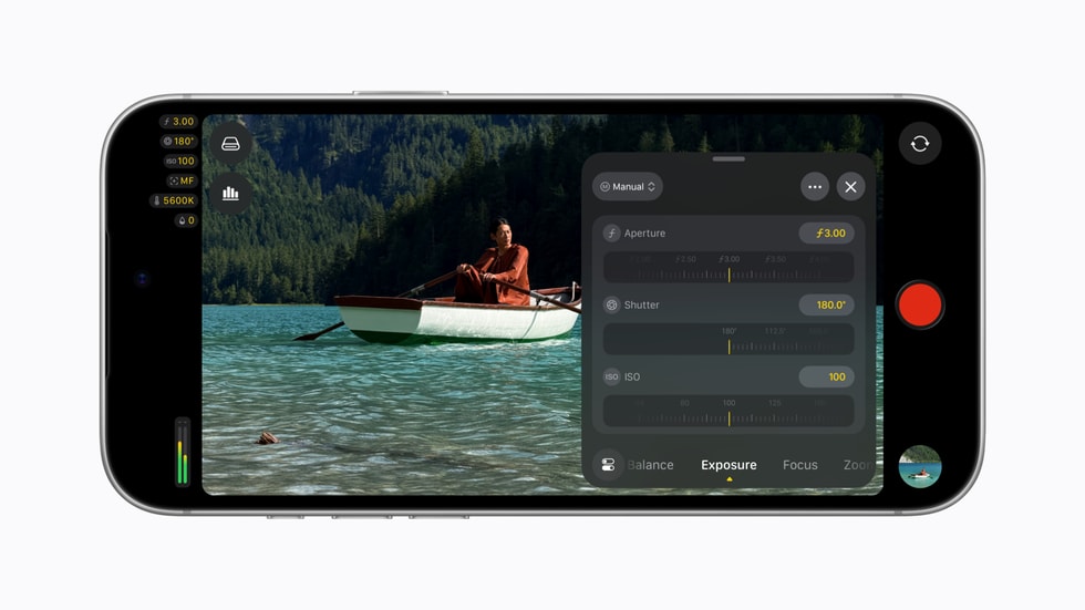 Kawalan apertur pengatup dan ISO dalam Final Cut Camera