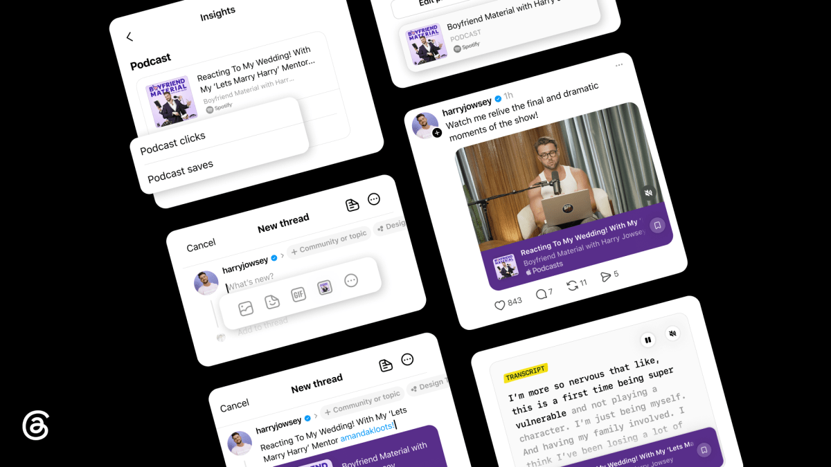 Threads tambah kad episod podcast dan statistik klik untuk pencipta