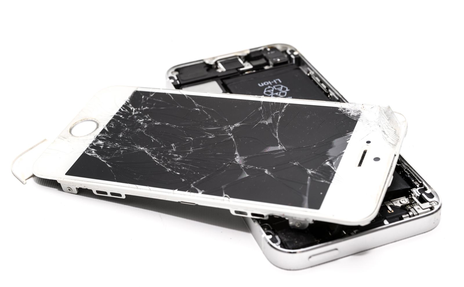 Bahagian skrin yang telah ditanggalkan daripada telefon