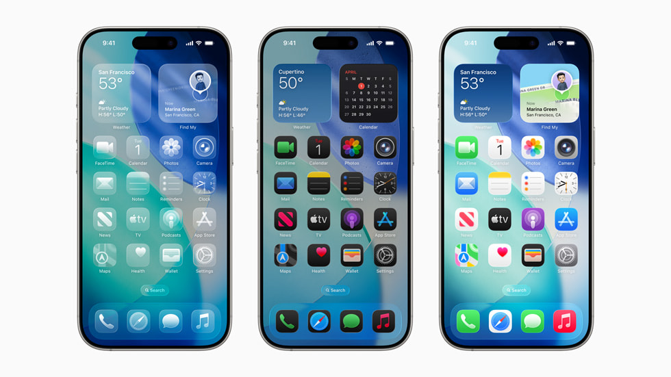 Pilihan paparan skrin utama iOS 26 pada iPhone 16 Pro