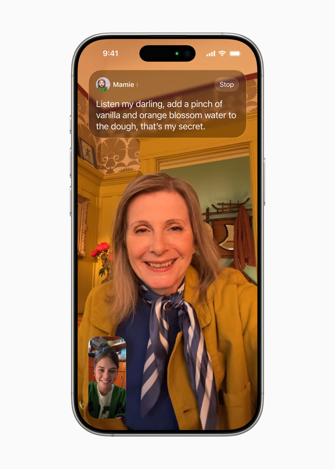 Ilustrasi rasmi Live Translation dalam FaceTime pada iPhone 16 Pro
