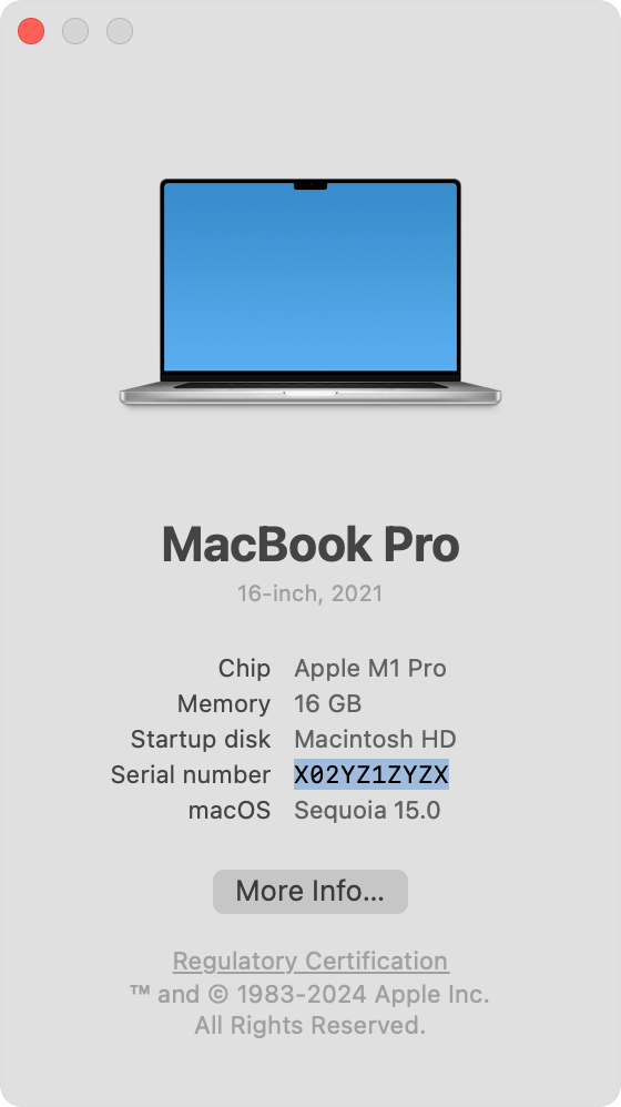 Tetingkap About This Mac untuk mengenal pasti model Mac