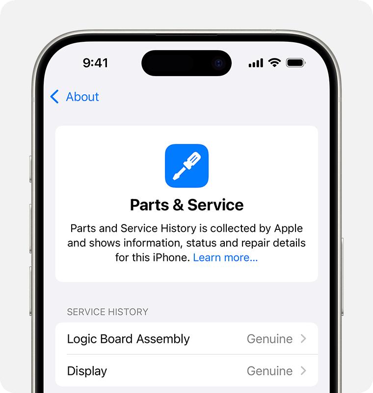 Sejarah servis iPhone menunjukkan komponen Genuine
