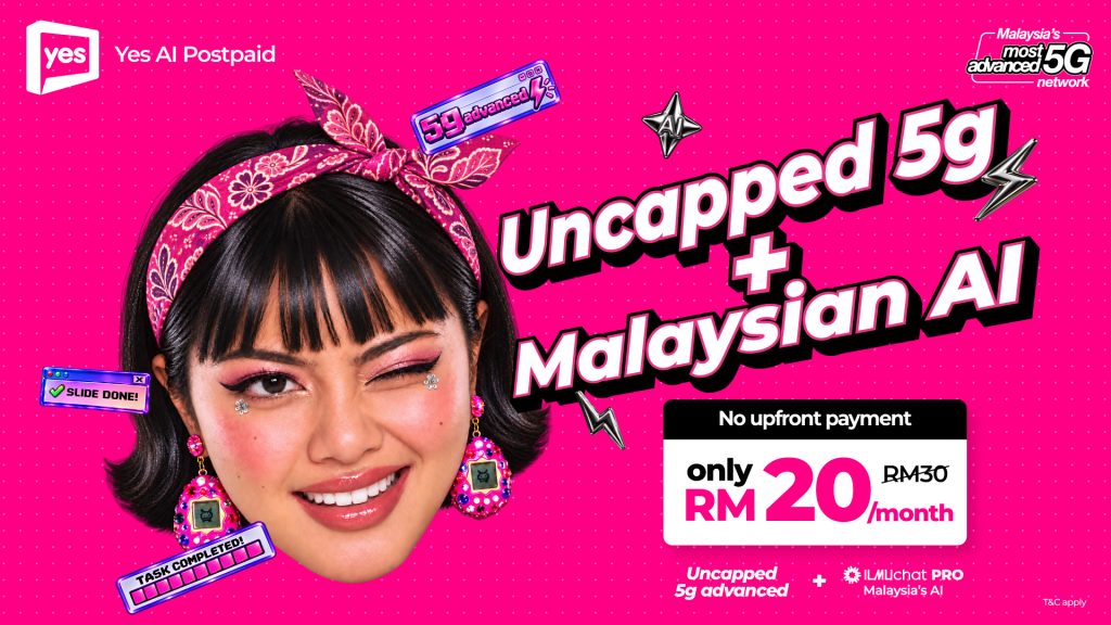 Yes AI 30 gabung 5G tanpa had dengan ILMUchat Pro, RM20 sebulan untuk enam bulan pertama