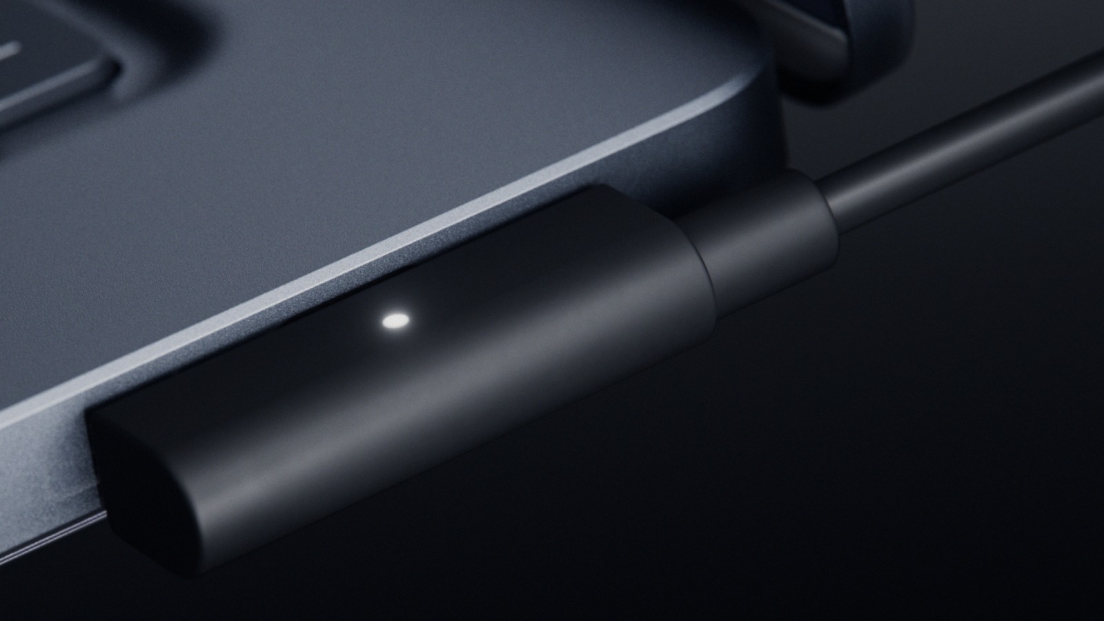 Kepala kabel Magnetic Connect pada Surface Laptop Ultra.