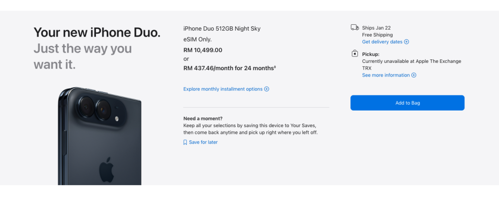 iPhone Duo Malaysia penghantaran Januari