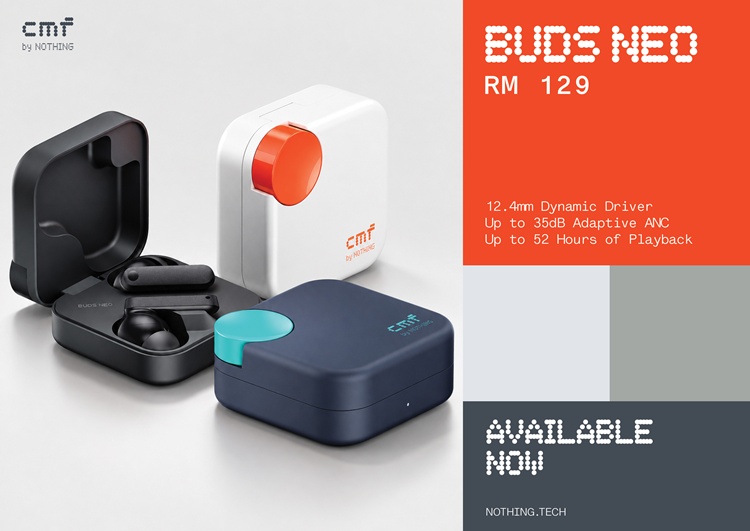 CMF Buds Neo dengan bekas pengecas rekaan dua-tona