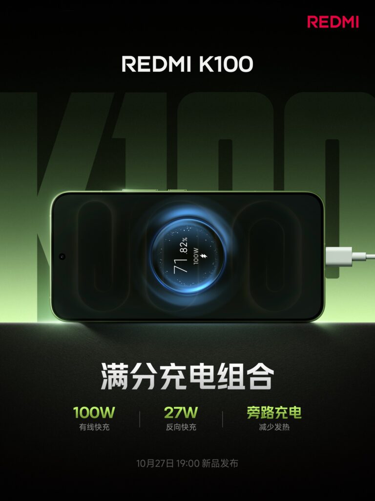 Poster acah kombinasi pengecasan 100W Redmi K100