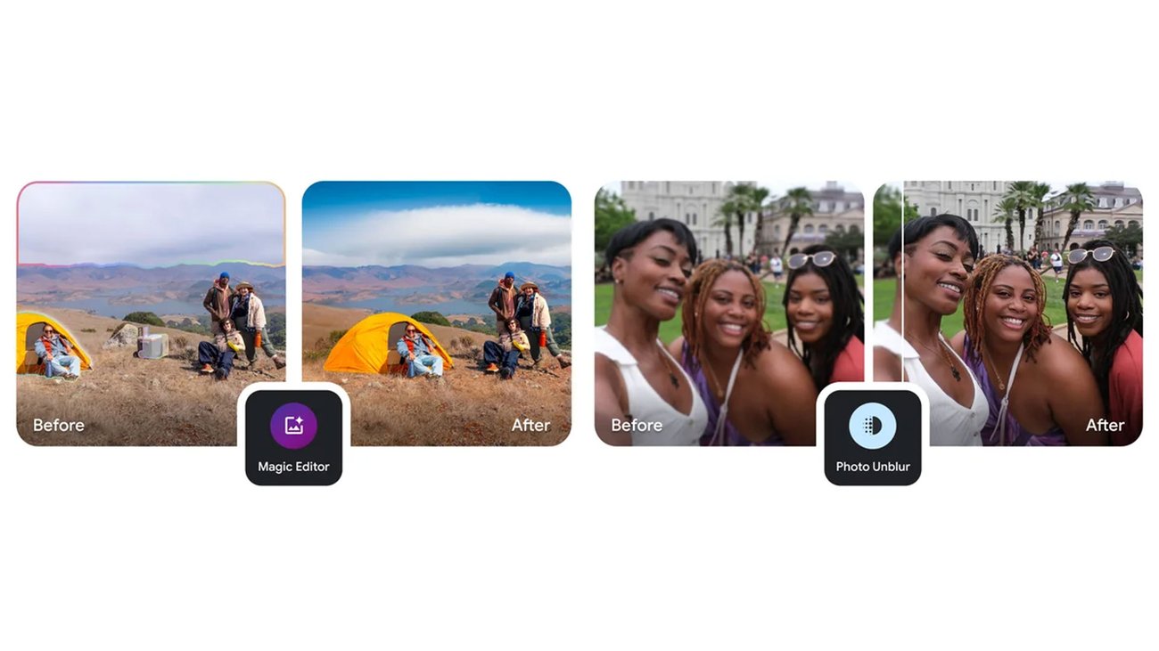 Contoh Google Photos sebelum dan selepas penyuntingan gambar