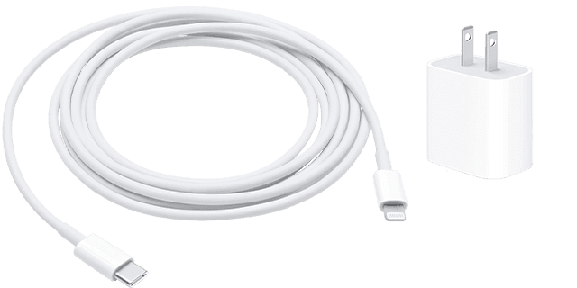 Kabel Lightning dan penyesuai kuasa USB-C