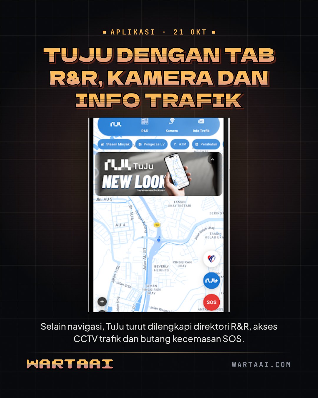 Antara muka aplikasi navigasi tempatan TuJu